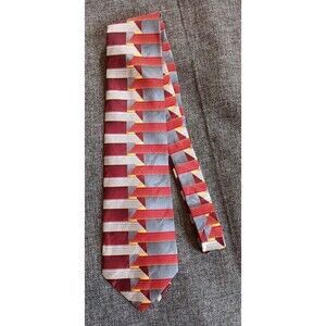 Dress Tie 70s 80s 90s Y2K New Vintage Stock Dino Magli Red Gray 4 Wide 59 Long